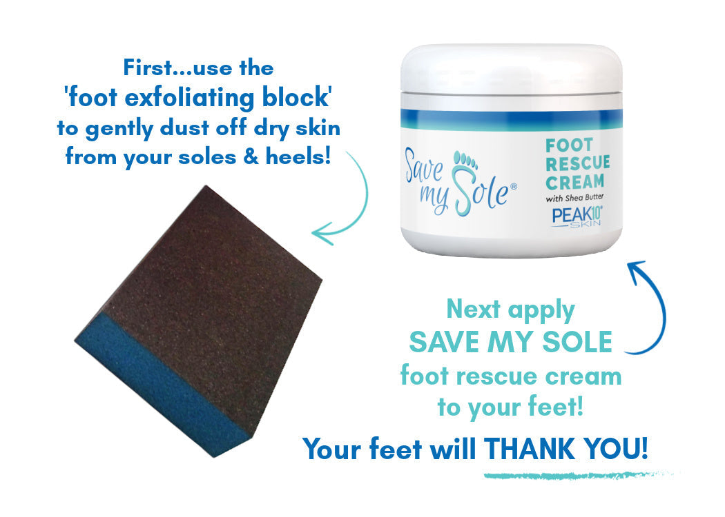 SAVE MY SOLE® foot rescue cream 4.2 oz w/Exfoliating Smoothing Block